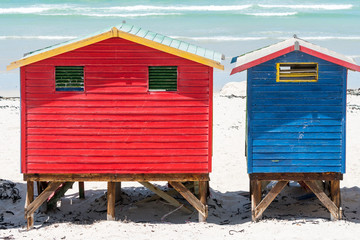 colourful beach huts at coast