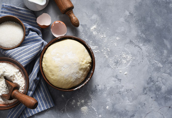 Ingridintny for baking: dough, flour, milk. Cooking process.