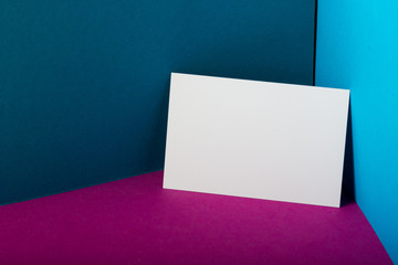 Business cards blank. Mockup on color background. Flat Lay. copy space for text