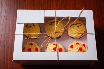 packaged box with desserts for valentines day
