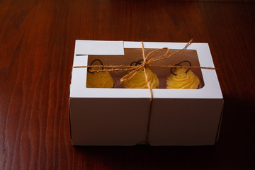 packaged box with desserts for valentines day