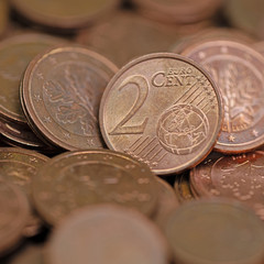Cent-Münzen,Euro,Kleingeld,Nahaufnahme