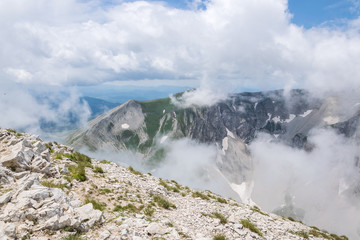 Green mountains in the Sibillini Mountains National Park. Mt Vettore