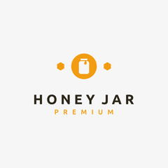 jar of honey and bee hive logo design inspiration
