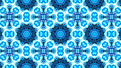 Elegant star-shaped mandala Art with a beautiful kaleidoscopic pattern and many small colorful details. 