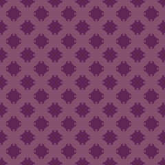 Vector geometric floral seamless pattern. Simple minimalist texture. Abstract purple graphic background. Elegant ornament with small flower silhouettes, crosses. Repeat design for decor, fabric, cloth
