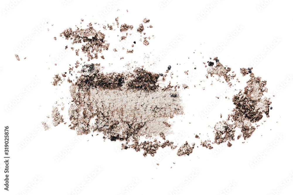 Wall mural Gray eye shadows with shimmer. Cosmetics concept. Isolated on white background.