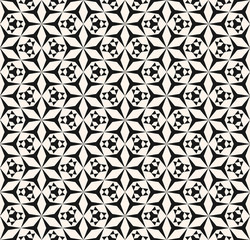 Vector geometric seamless pattern. Simple ornament with small triangles, diamonds, grid, net, lattice, repeat tiles. Black and white ornament texture. Abstract minimal background. Monochrome design
