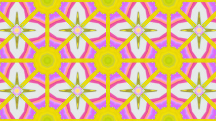 Elegant star-shaped mandala Art with a beautiful kaleidoscopic pattern and many small colorful details. 