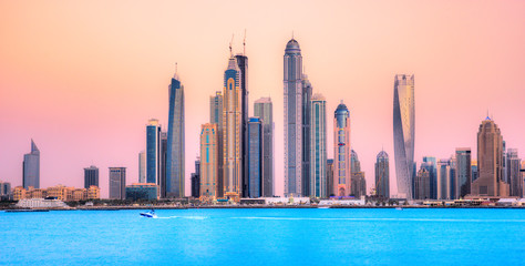 Fototapeta na wymiar Dubai Marina at blue hour, Dubai, UAEuae,