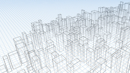 Fototapeta premium Abstract architectural background. Linear 3D illustration. Graphic concept. Vector