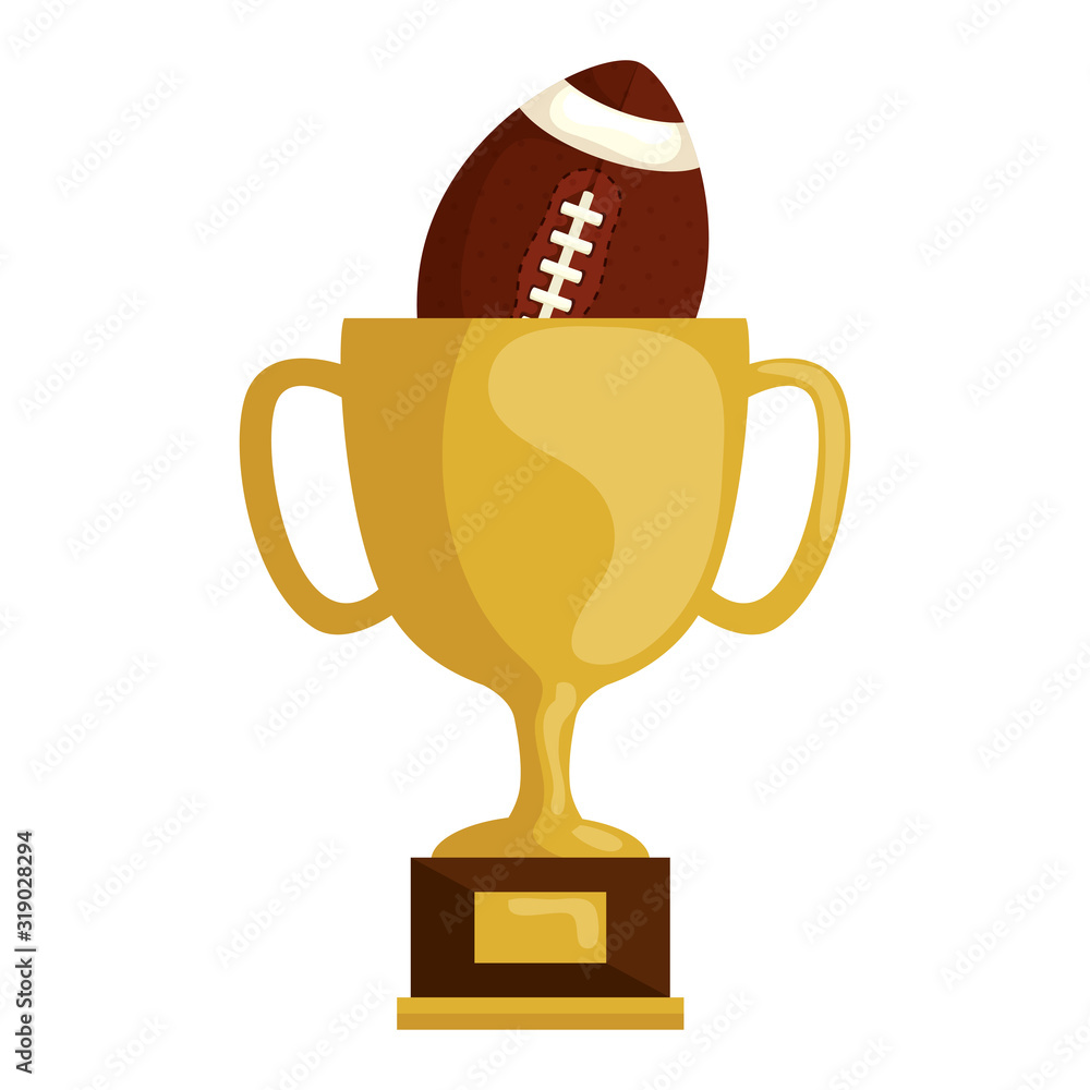 Poster cup trophy with ball american football isolated icon