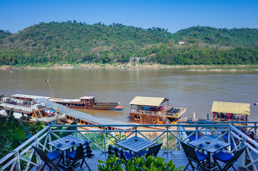 Boats on the Mekong river, Luang Prabang, Laos