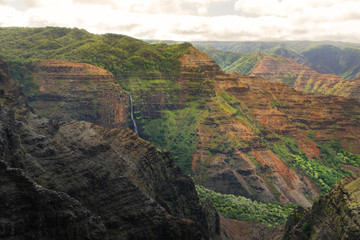 Lush Waimea Canyon vista in Kauai, Hawaii