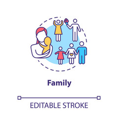 Family concept icon. Loving relationship. Self-building for fulfilling life. Couple planning for children idea thin line illustration. Vector isolated outline RGB color drawing. Editable stroke