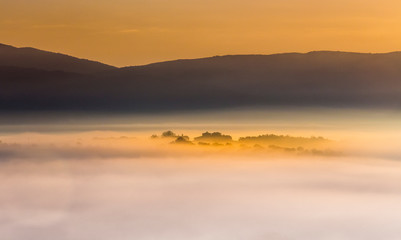 Obraz premium Morgennebel in der Toscana