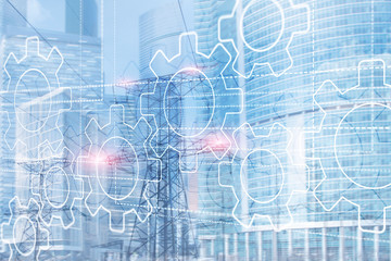 Gears on the abstract background. Business processes concept.