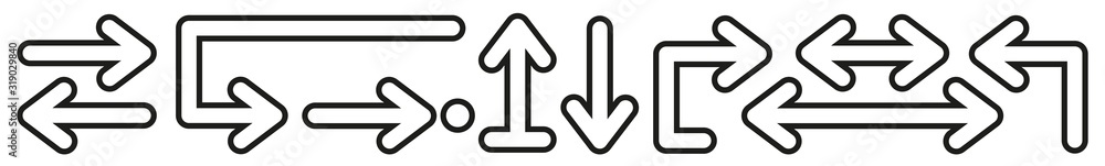 Poster arrow icon line black | arrows | infographic illustration | direction shape symbol | pointer logo | 