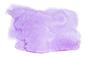 Watercolor purple stain, abstract with texture on a white background isolated.