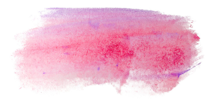 Watercolor red stain, abstract with texture on a white background isolated.