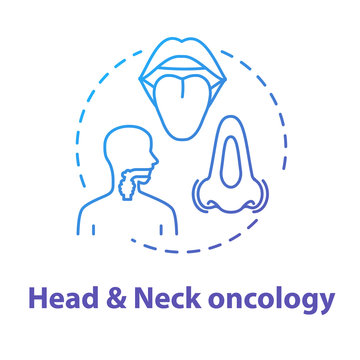 Head And Neck Oncology Concept Icon. ENT Disorders. Diseases Of Ears, Nose, And Throat. Otorhinolaryngology Idea Thin Line Illustration. Vector Isolated Outline RGB Color Drawing