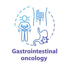 Gastrointestinal oncology concept icon. Enterovirus diagnosis, treatment. Digestive upset. Health care idea thin line illustration. Vector isolated outline RGB color drawing