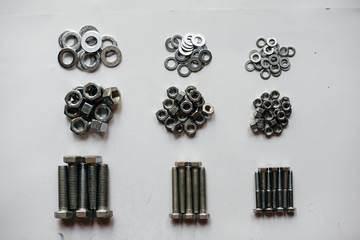 Lots of nuts washers and bolts for close-up repairs
