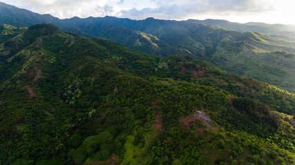 Fototapeta na wymiar Aerial view of Mt. Ka'ala on the north shore of Oahu Hawaii