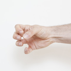 hand and fingers with white background making signs