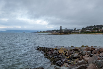 Scottish Town of largs Looking North Past the Pencil Monument