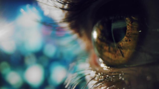 Close Up Of Colourful Iris Of Eye Social Media Internet Technology Reflections Retina Contracts Technology Dependance 8k