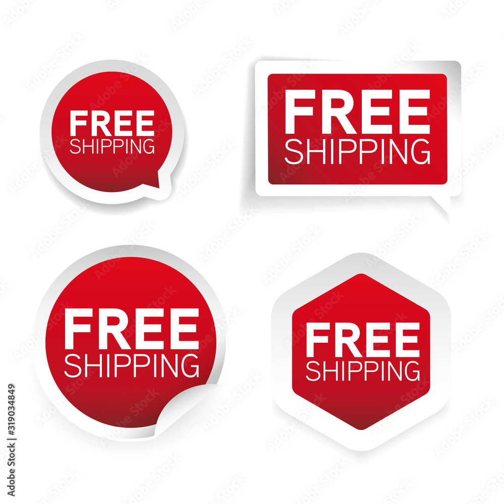 Sticker free shipping red label sticker