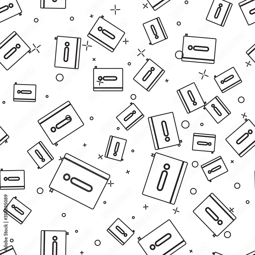 Poster black line user manual icon isolated seamless pattern on white background. user guide book. instruct
