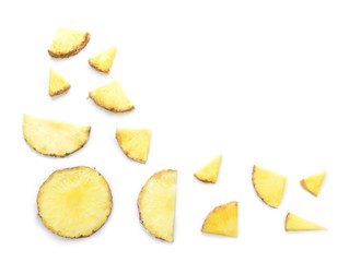 Fresh cut pineapple on white background