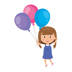 cute little girl with balloons helium