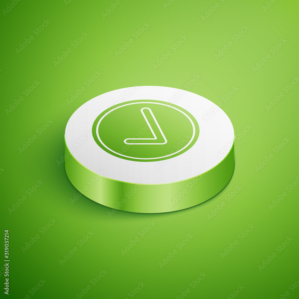 Poster isometric check mark in circle icon isolated on green background. choice button sign. checkmark symb