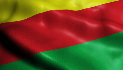 3D Waving Colombia City Flag of La Montanita Closeup View