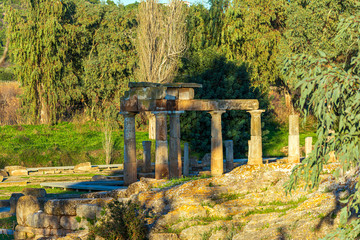 Temple of Artemis in archaeological site of Brauron, Attica, Greece