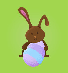 Vector easter bunny mascot with easter egg.