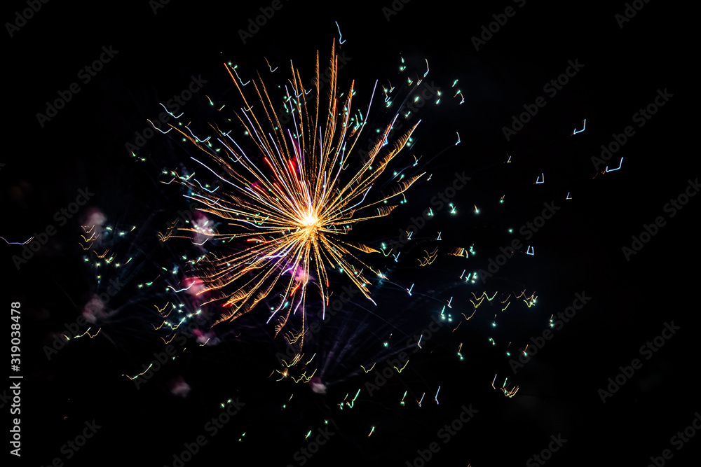 Wall mural fireworks in the night sky