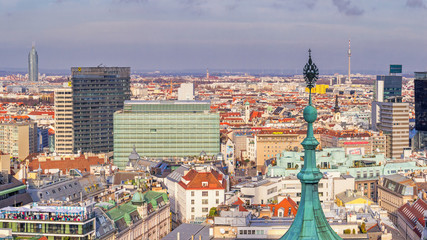 Fototapeta premium Cityscape - top view of the city of Vienna from the south tower of St. Stephen's Cathedral, Austria, 1 December, 2019