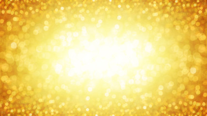 Golden glittering background. Sparkle glitter texture with the bokeh and the lights, shiny metal gold foil
