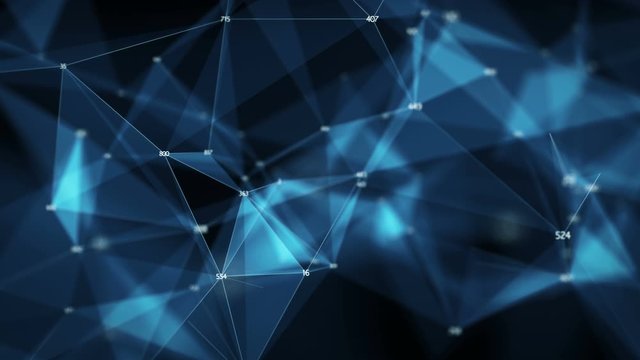 Abstract random digits polygon plexus nodes connections network For visuals vj internet presentations motion background hi-tech technology science engineering medical dashboard Seamless Loop