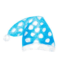 Watercolor hand painted blue spotted hat cap for sleep isolated on white background.