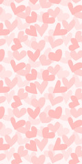 Vector vertical background with hand drawn hearts for Valentine's Day. Cute doodle design