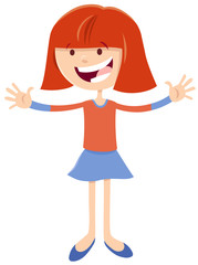 happy girl comic character cartoon illustration