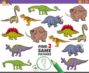 find two same prehistoric animals task for kids