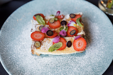 canape with cheese and olives