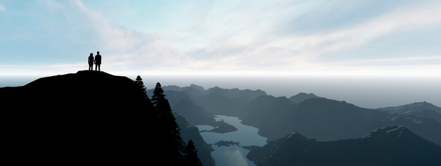 couple in love on the mountain gap