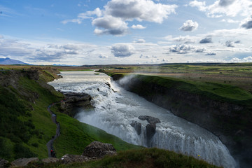 gigantic waterfall gulfoss in iceland